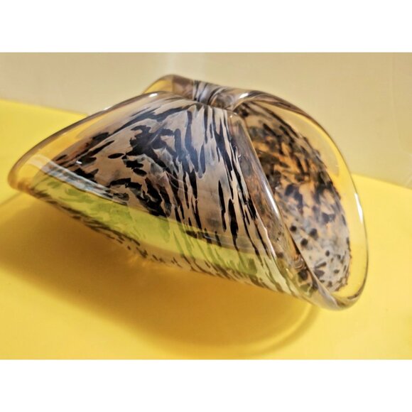 Murano Hand Blown Folded Glass Centerpiece Bowl 9 1/2" x  5 1/2" - Picture 12 of 12